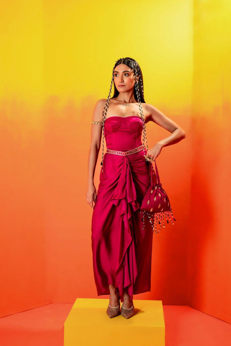 Tara Pink Dress with Half Cape