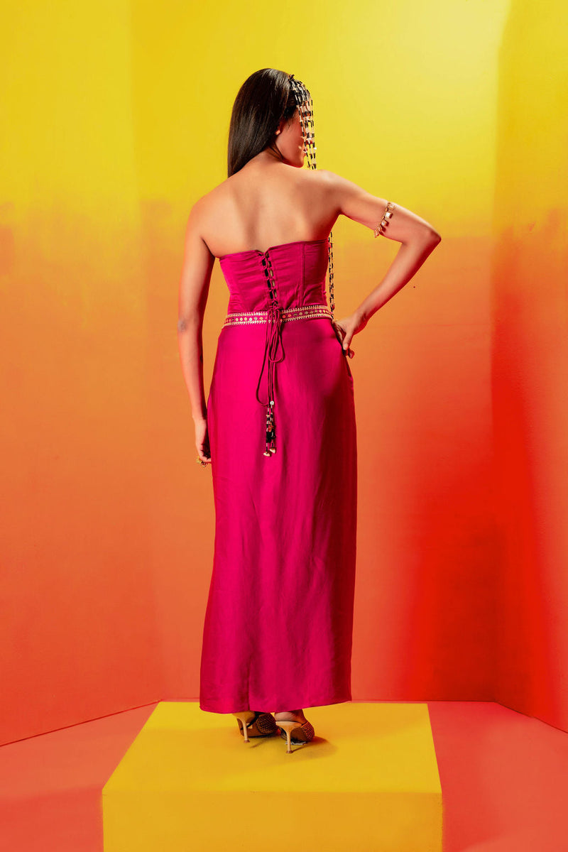 Tara Pink Dress with Half Cape