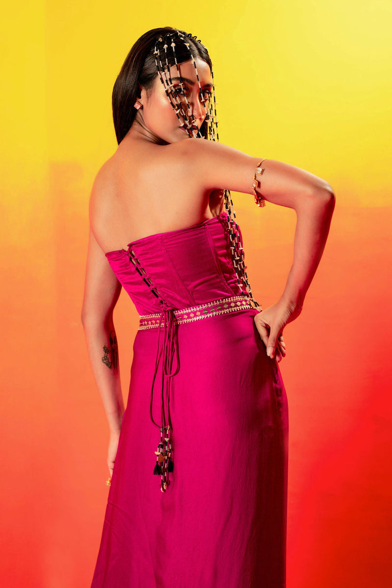 Tara Pink Dress with Half Cape