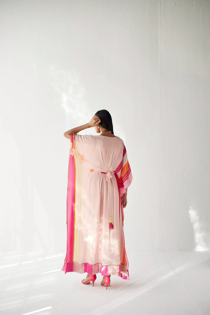 NUDE PINK BELT KAFTAN Indo-Western Wear by Rajiramniq for women Worldwide