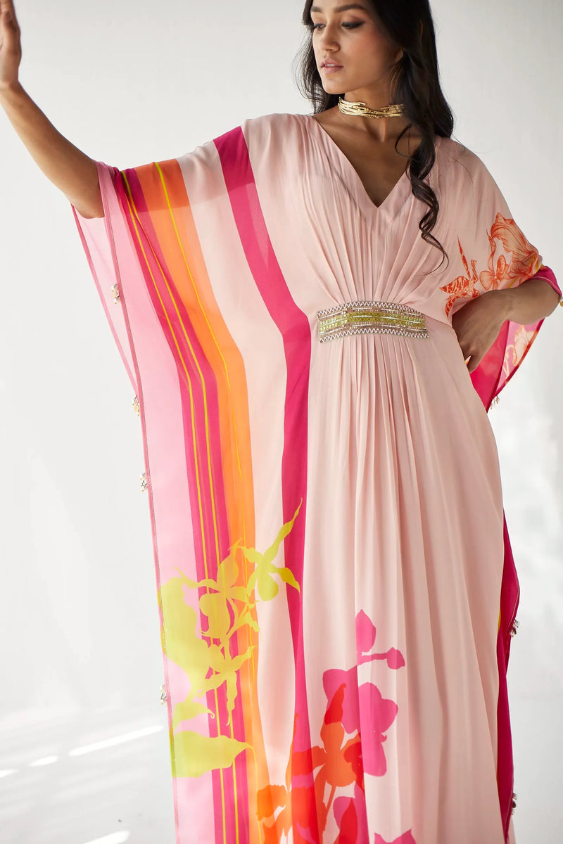 NUDE PINK BELT KAFTAN Indo-Western Wear by Rajiramniq for women Worldwide