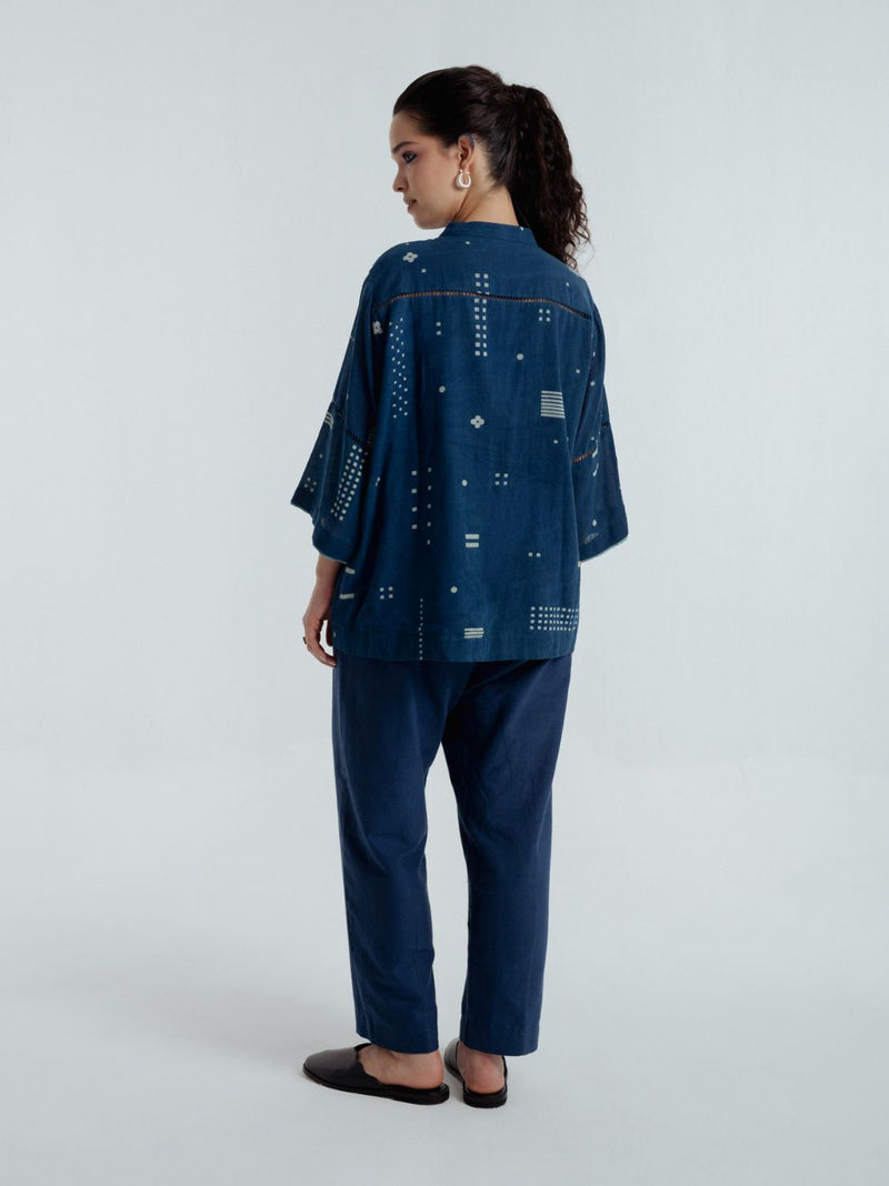 Indigo Shadow Shirt chanderi by Rias for women Worldwide