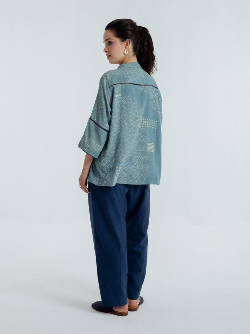 Indigo Sky Shirt chanderi by Rias for women Worldwide