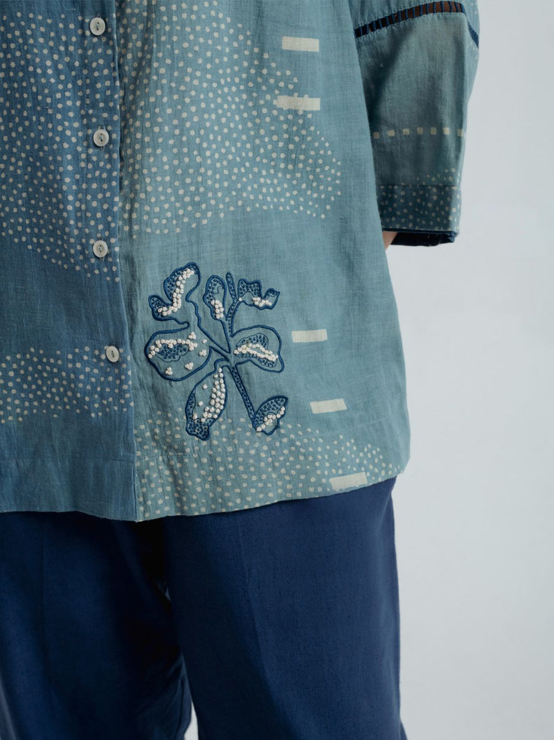 Indigo Sky Shirt chanderi by Rias for women Worldwide