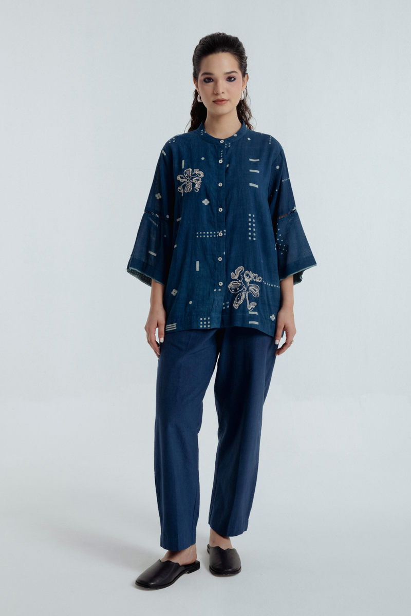 Indigo Barrel Pant chanderi by Rias for women Worldwide