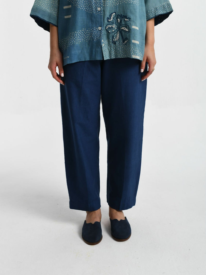 Indigo Barrel Pant chanderi by Rias for women Worldwide