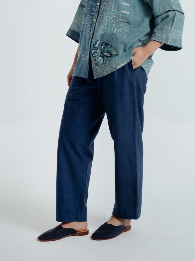 Indigo Barrel Pant chanderi by Rias for women Worldwide