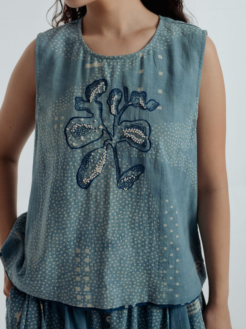 Indigo Sky Top chanderi by Rias for women Worldwide