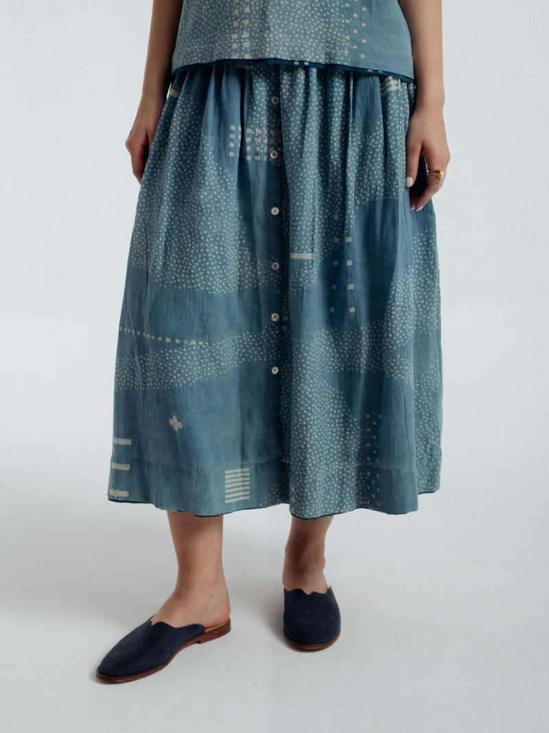 Indigo Skirt chanderi by Rias for women Worldwide