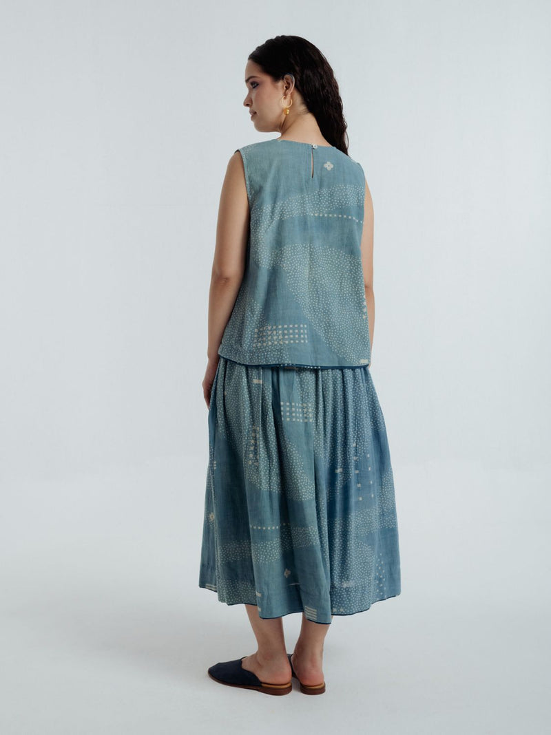 Indigo Sky Co-Ord Set chanderi by Rias for women Worldwide