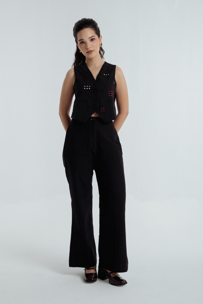 Fayra Co-Ord Set chanderi by Rias in black color for women Worldwide