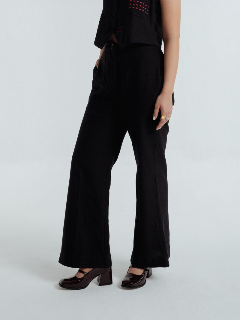 Fayra Pant chanderi by Rias in black color for women Worldwide