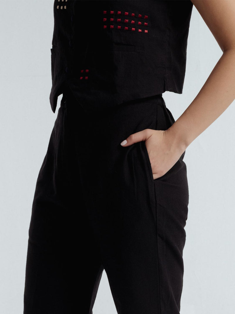 Fayra Pant chanderi by Rias in black color for women Worldwide