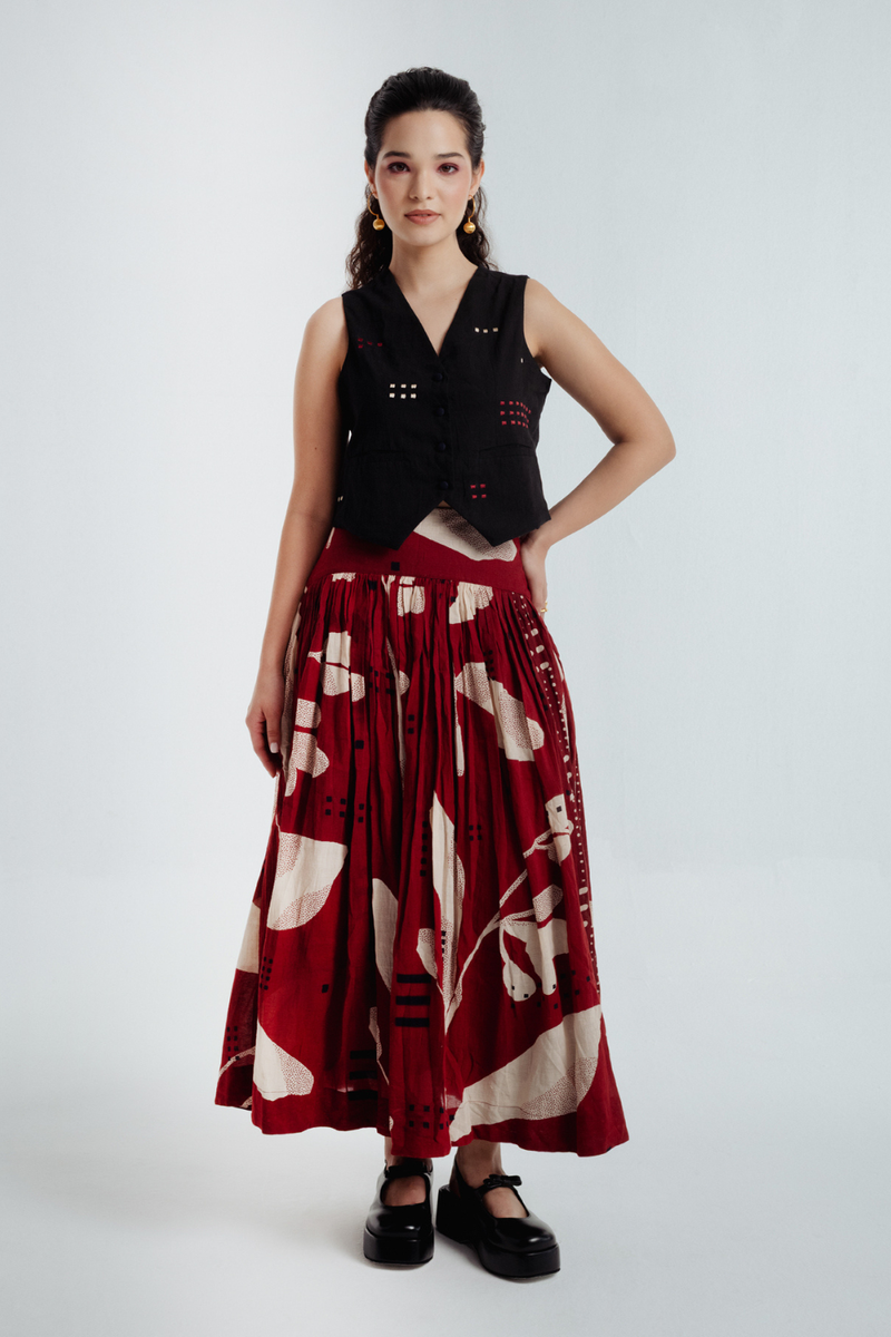 Madder Co-Ord Set chanderi by Rias in red color for women Worldwide