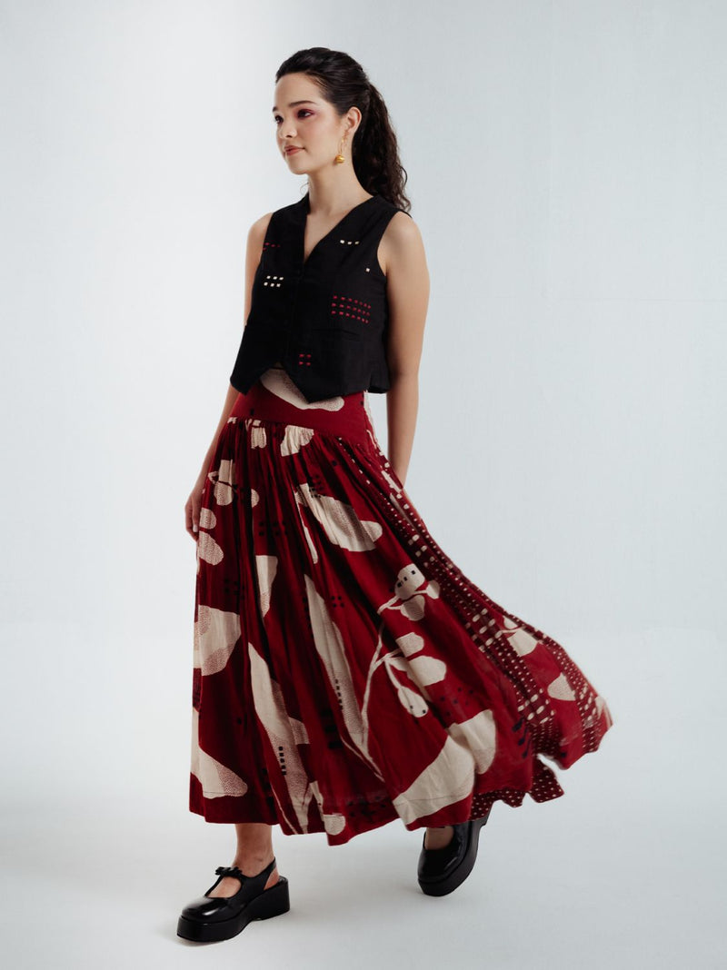 Madder Co-Ord Set chanderi by Rias in red color for women Worldwide