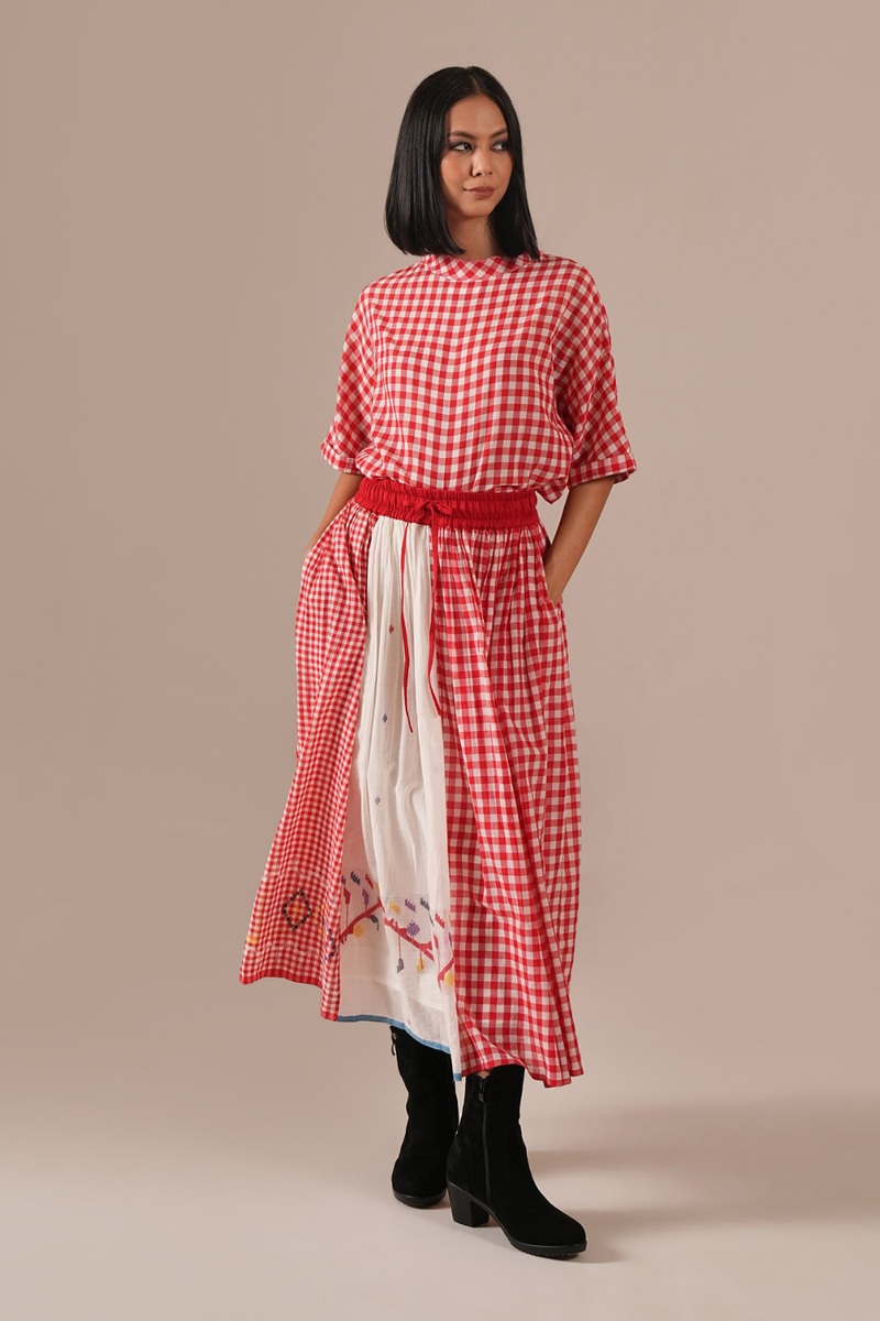RUBY TIDE SET 100% cotton by Indigo Dreams in red color for women Worldwide
