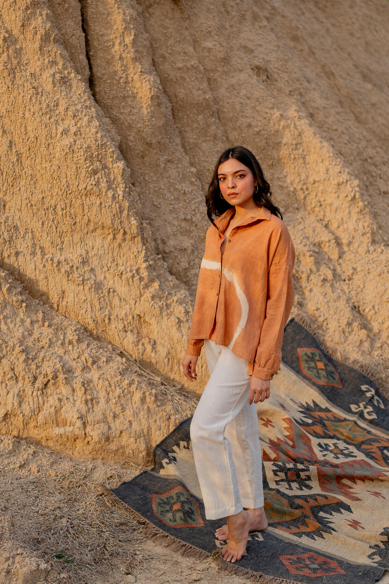 PASTEL ORANGE RIO SHIRT by Nirjara in rust color for women Worldwide