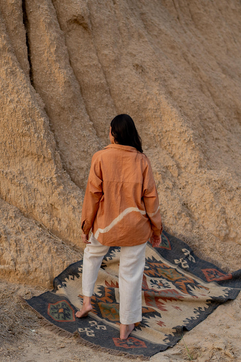 PASTEL ORANGE RIO SHIRT by Nirjara in rust color for women Worldwide