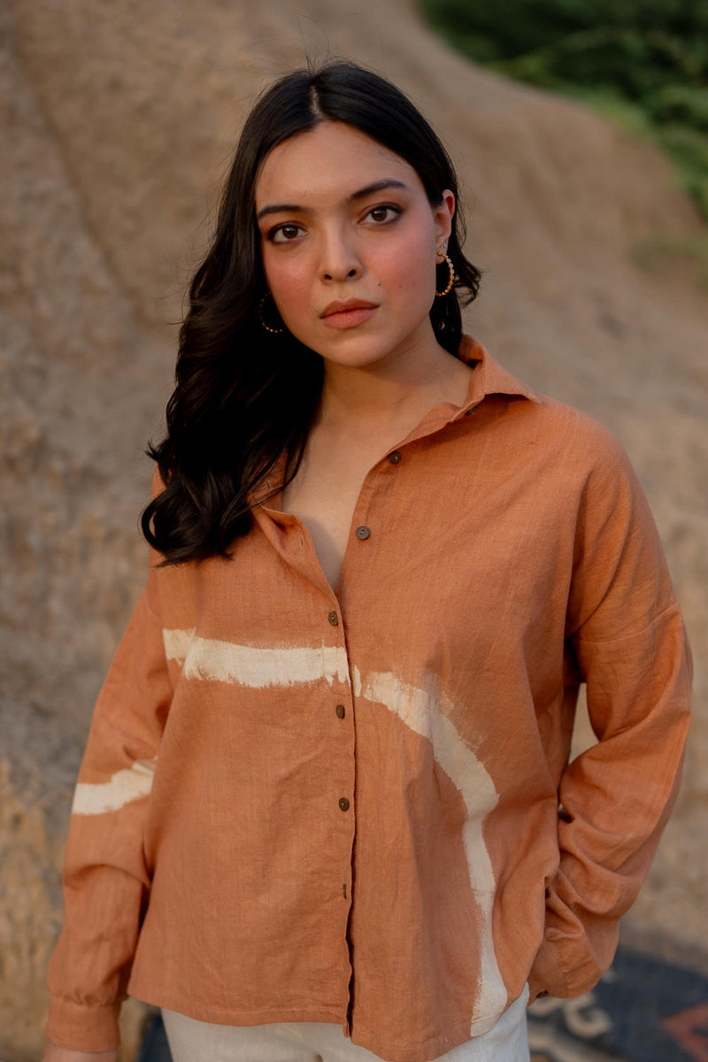 PASTEL ORANGE RIO SHIRT by Nirjara in rust color for women Worldwide