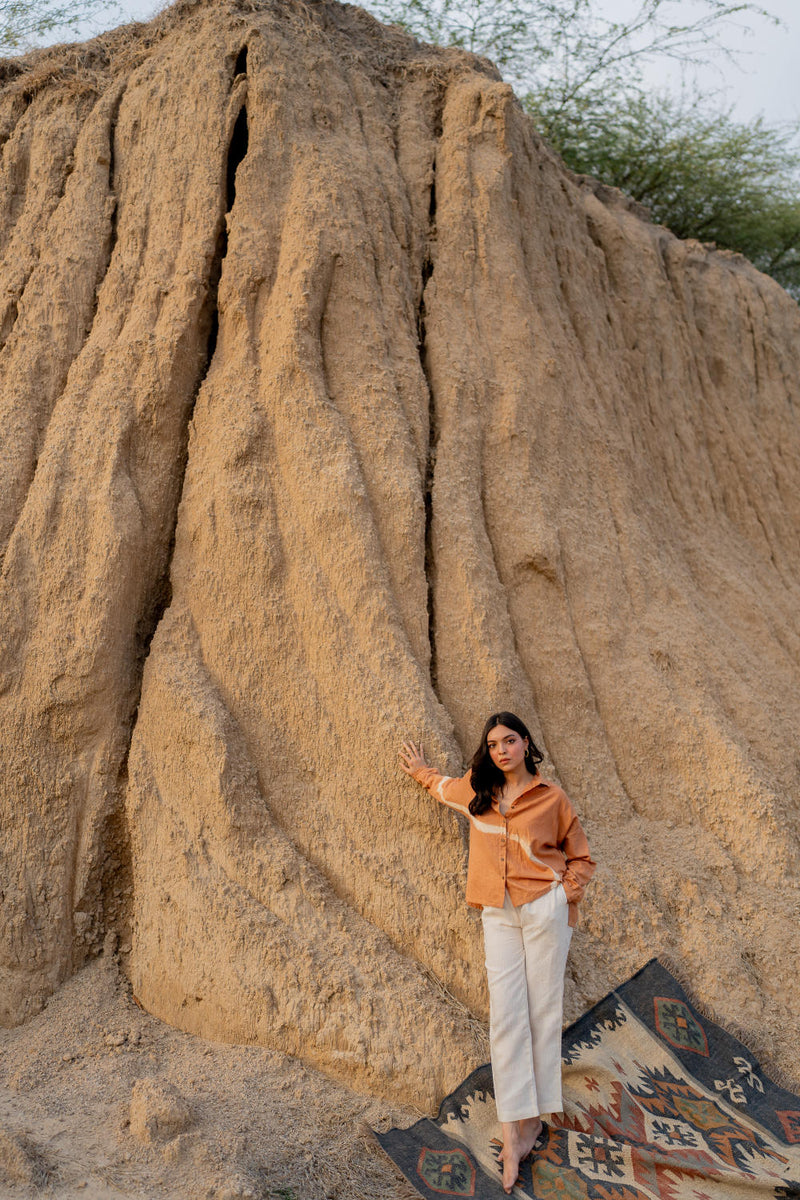 PASTEL ORANGE RIO SHIRT by Nirjara in rust color for women Worldwide