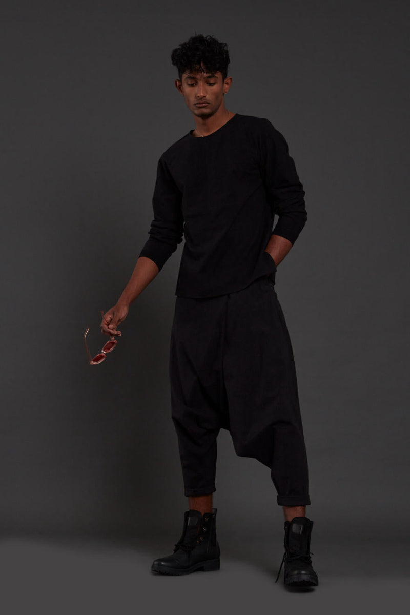 Raasta Black T-shirt & Drop Crotch Pants