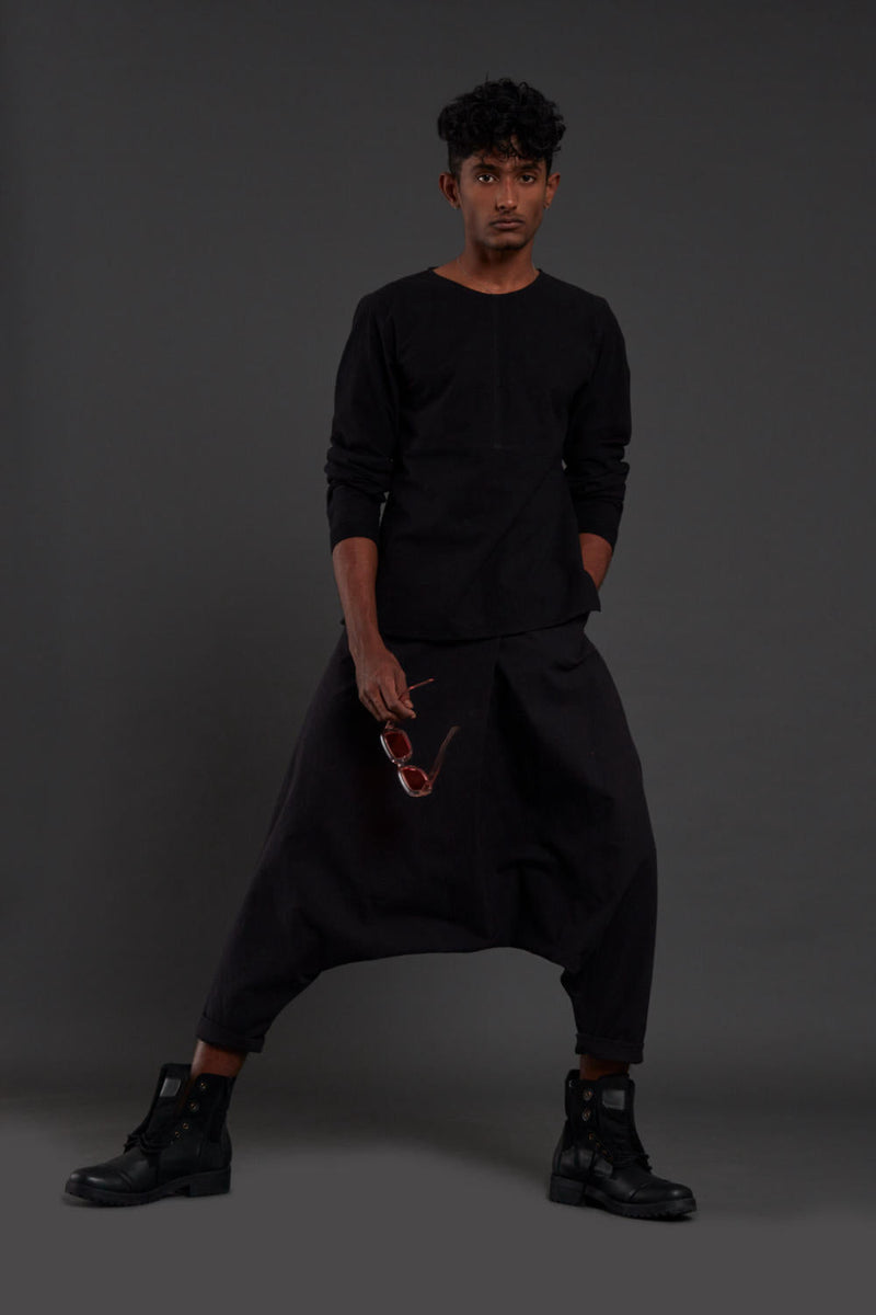 Raasta Black T-shirt & Drop Crotch Pants