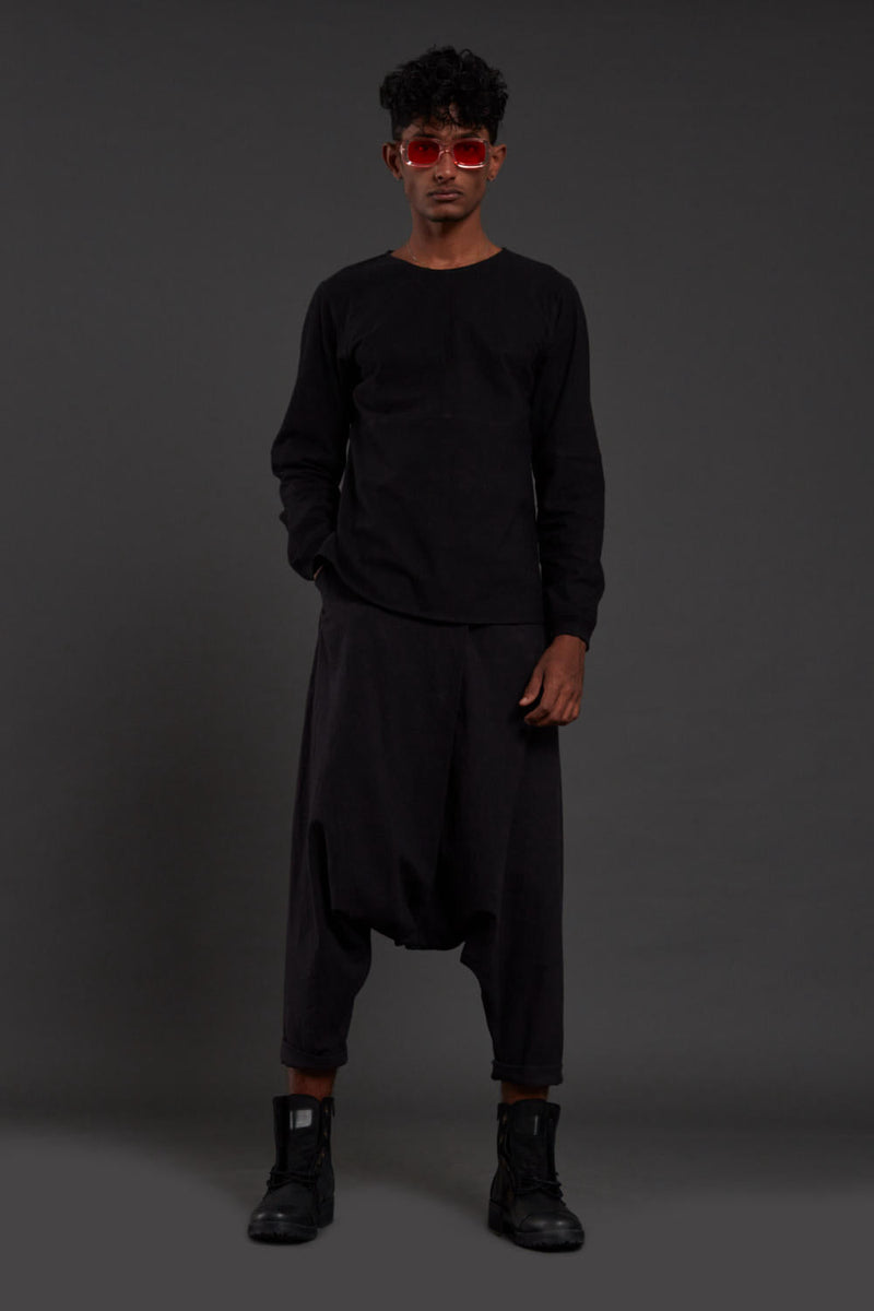 Raasta Black T-shirt & Drop Crotch Pants