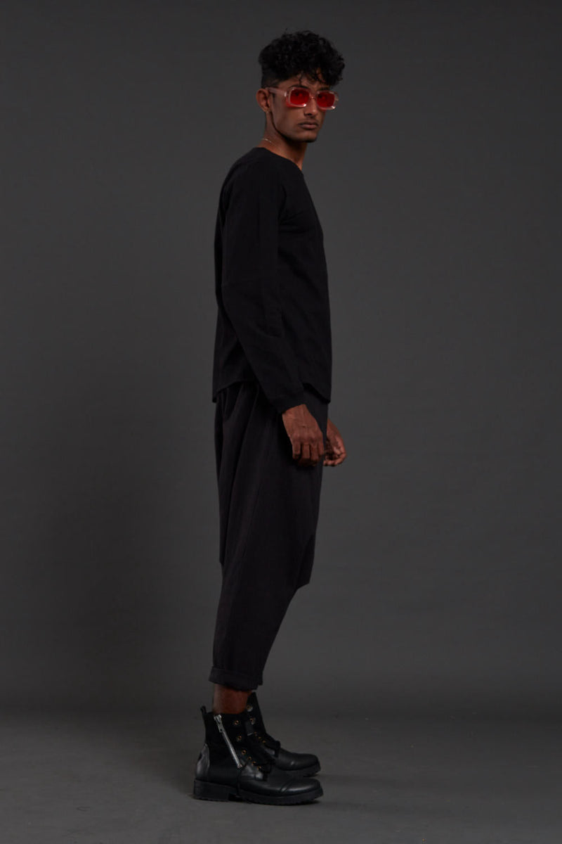 Raasta Black T-shirt & Drop Crotch Pants
