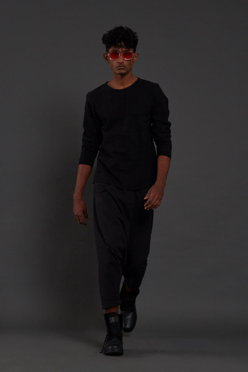 Raasta Black T-shirt & Drop Crotch Pants
