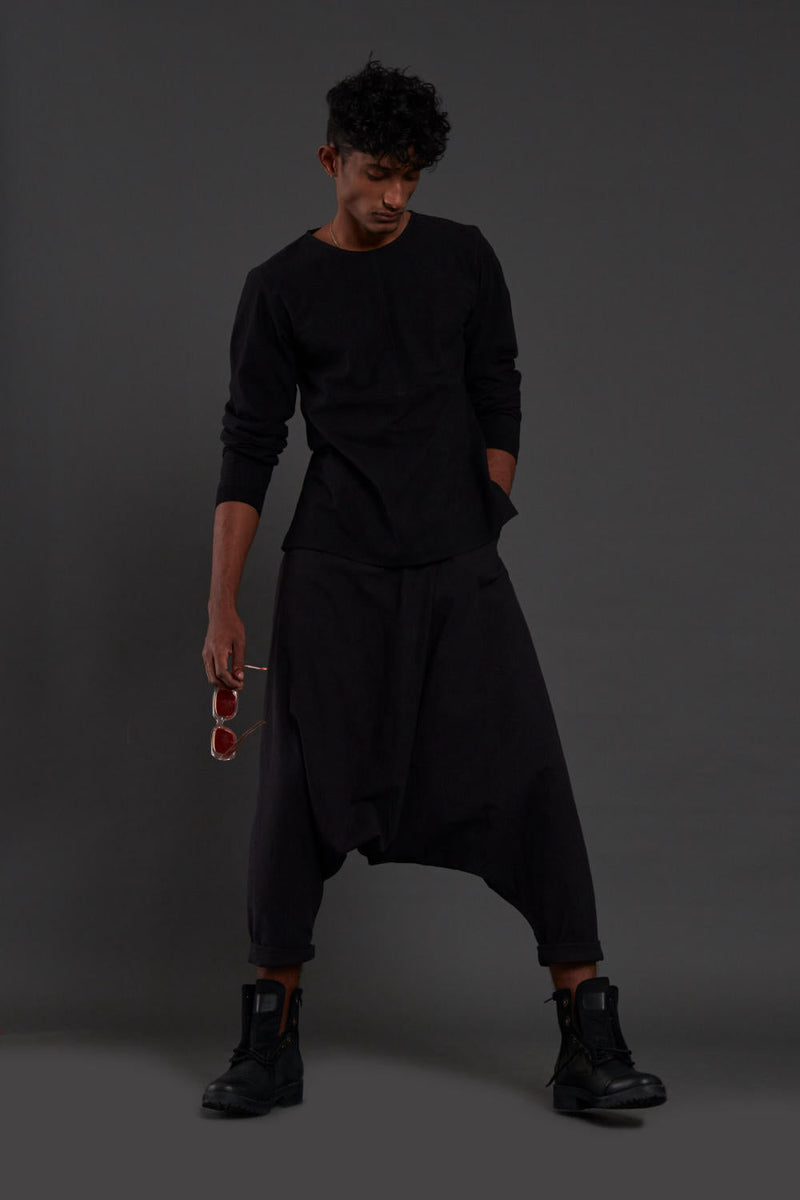 Raasta Black T-shirt & Drop Crotch Pants