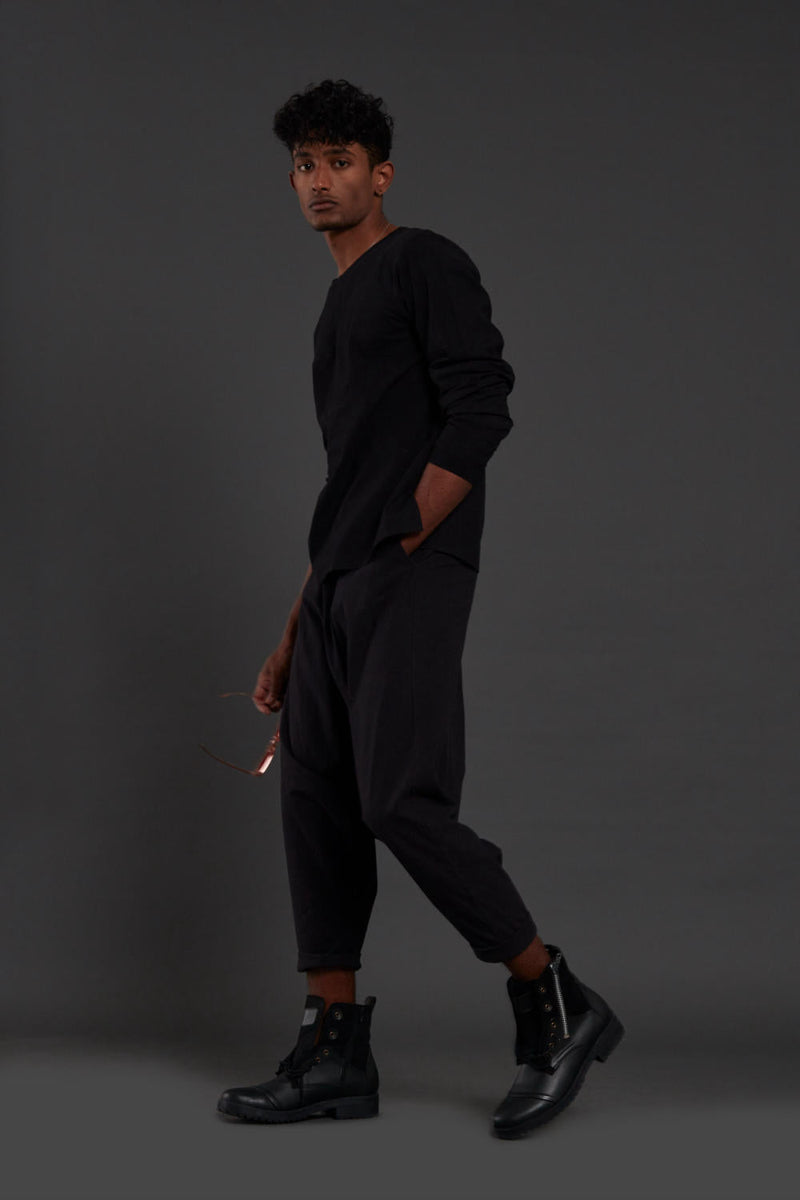 Raasta Black T-shirt & Drop Crotch Pants