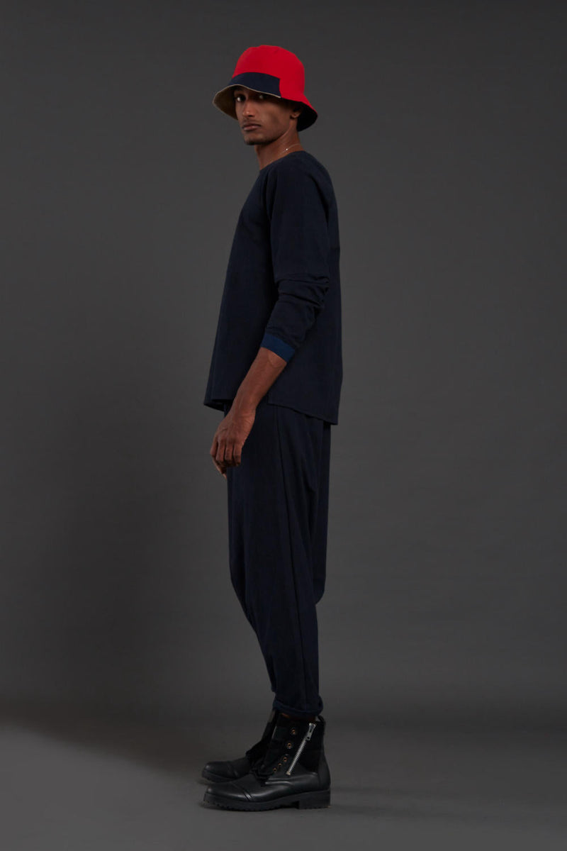 Raasta Navy Blue T-shirt & Drop Crotch Pants