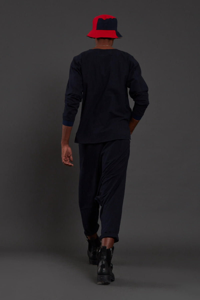 Raasta Navy Blue T-shirt & Drop Crotch Pants