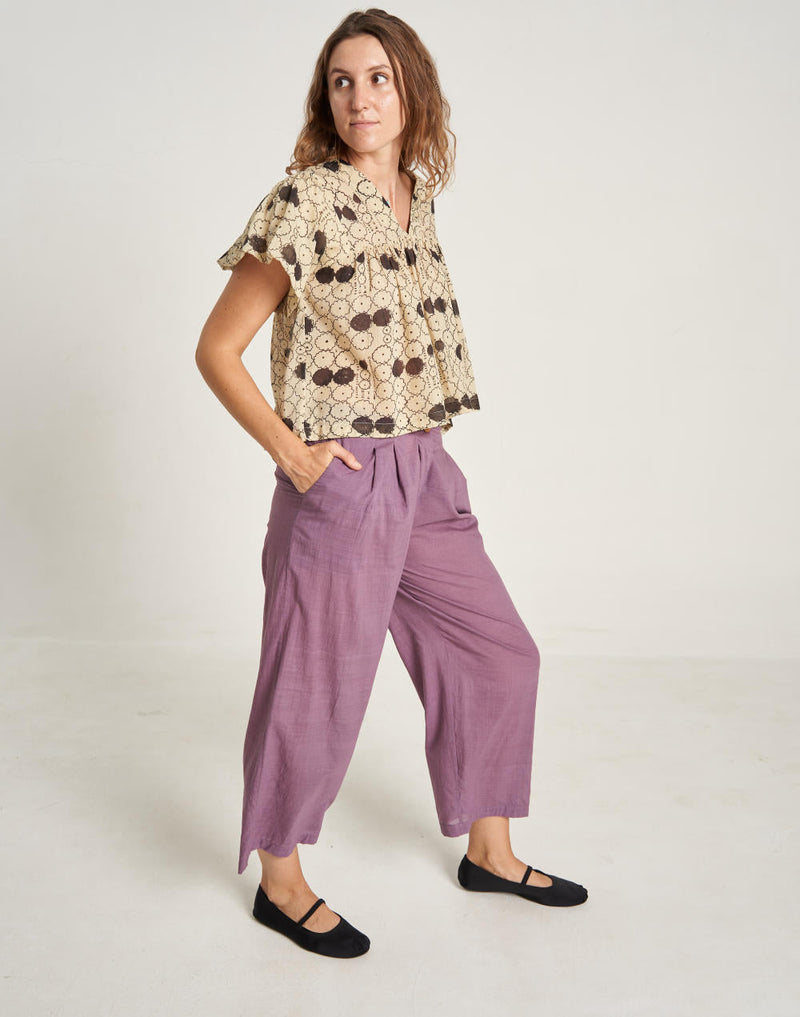 Radiant Orchid Summer Pant cotton by World of Crow in purple color for Worldwide