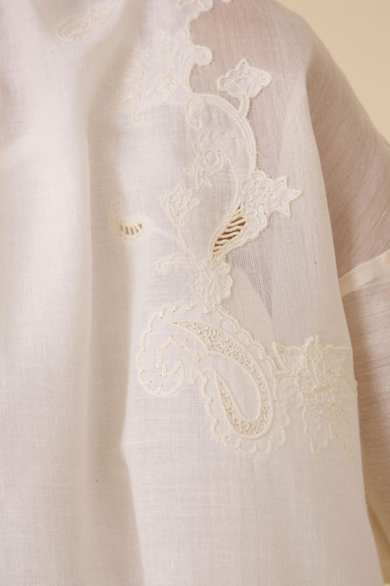 Raha Embroidered Handwoven Top chanderi by The Summer House in white color for women Worldwide