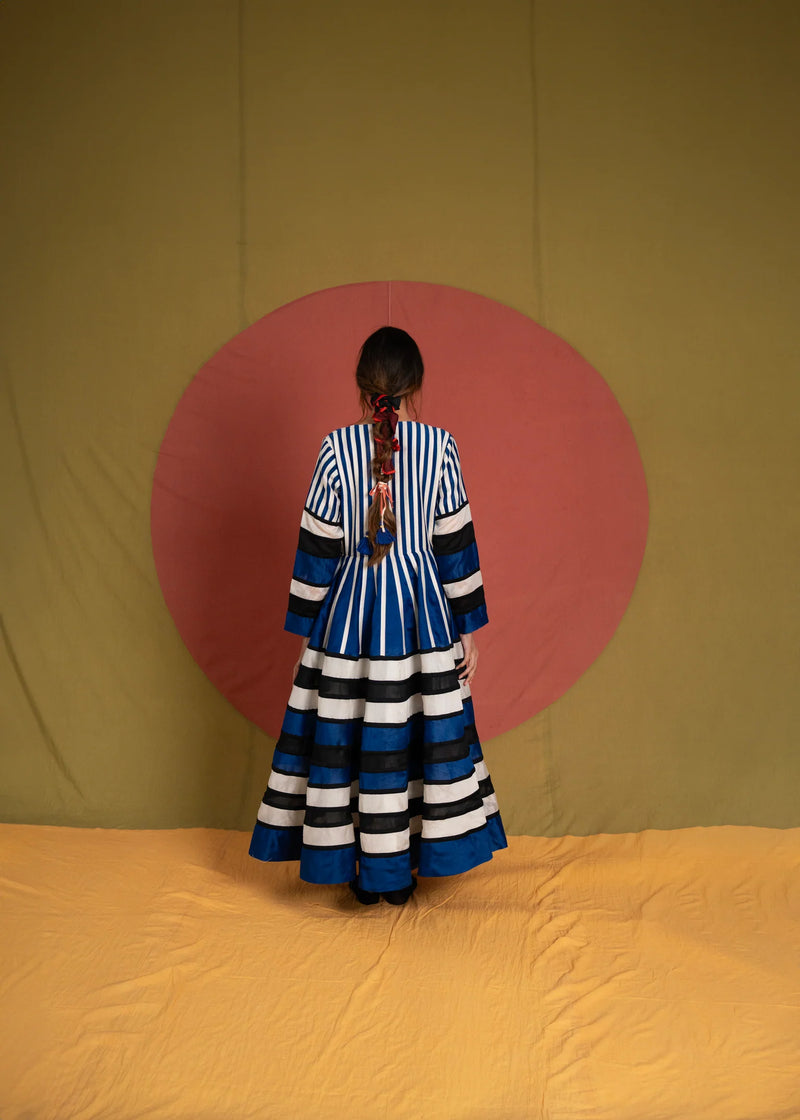 Rango Dress-Black, Blue and White