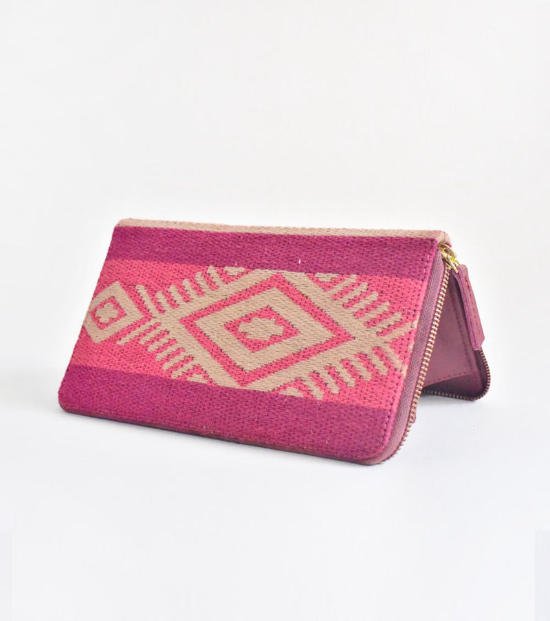 Rasberry Wallet cotton Bags by Khara Kapas for women Worldwide