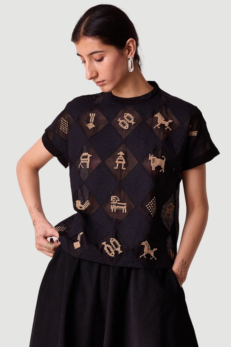 Rayya Embroidered Linen Top