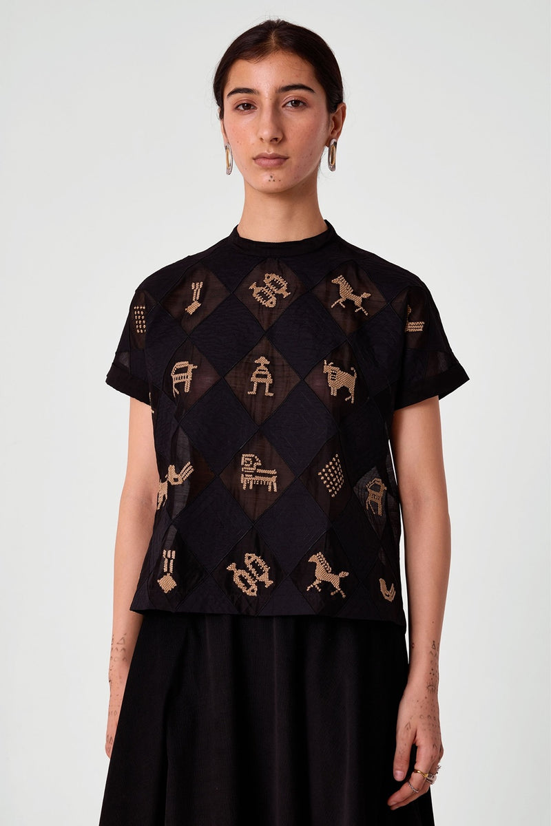 Rayya Embroidered Linen Top