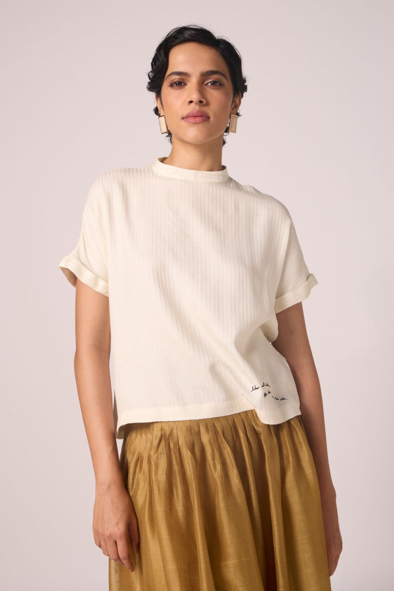Rayya Off White Silk Top silk by The Summer House for women Worldwide
