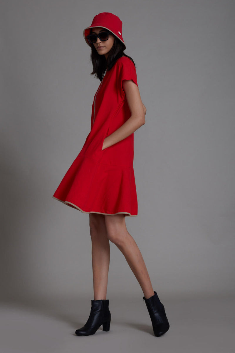 Red A-line Dress Dress by Mati in red color for women Worldwide