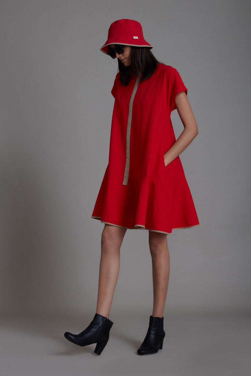 Red A-line Dress Dress by Mati in red color for women Worldwide