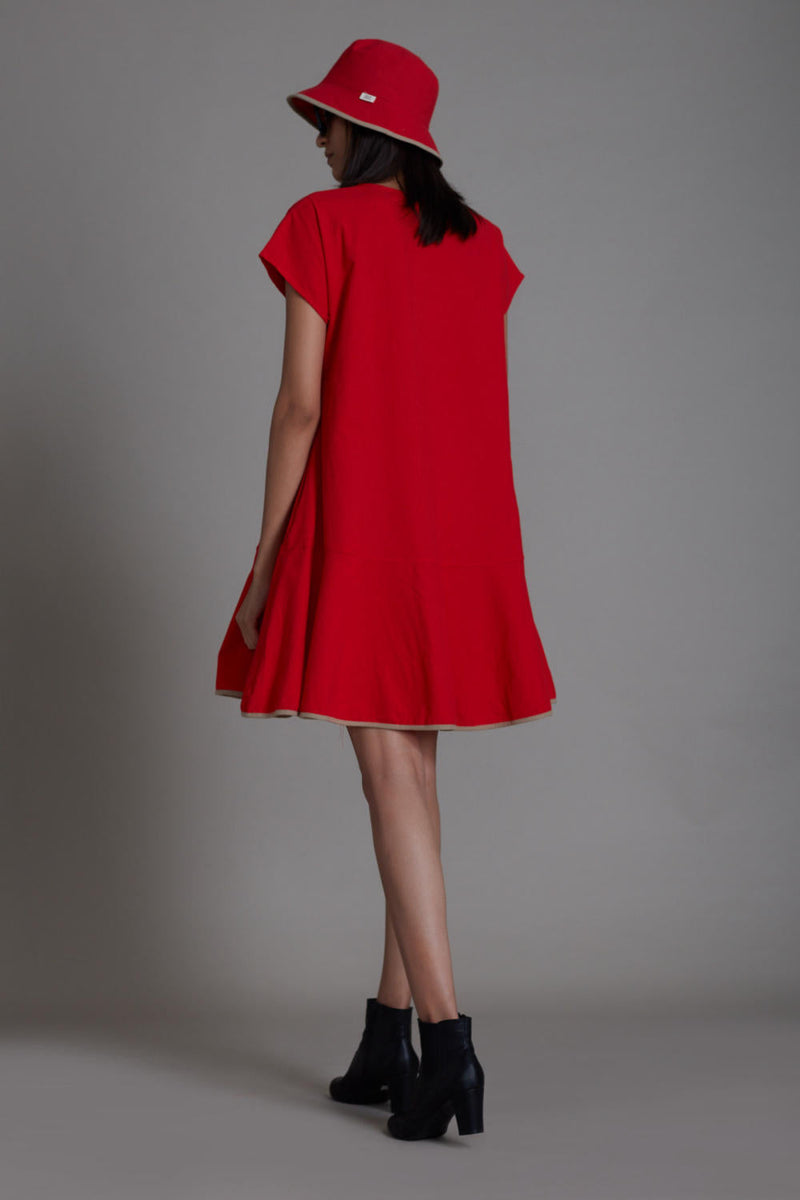 Red A-line Dress Dress by Mati in red color for women Worldwide