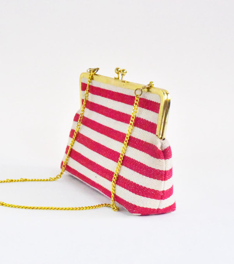 Red Autumn Clutch cotton Bags by Khara Kapas for women Worldwide