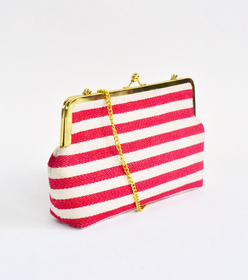 Red Autumn Clutch cotton Bags by Khara Kapas for women Worldwide
