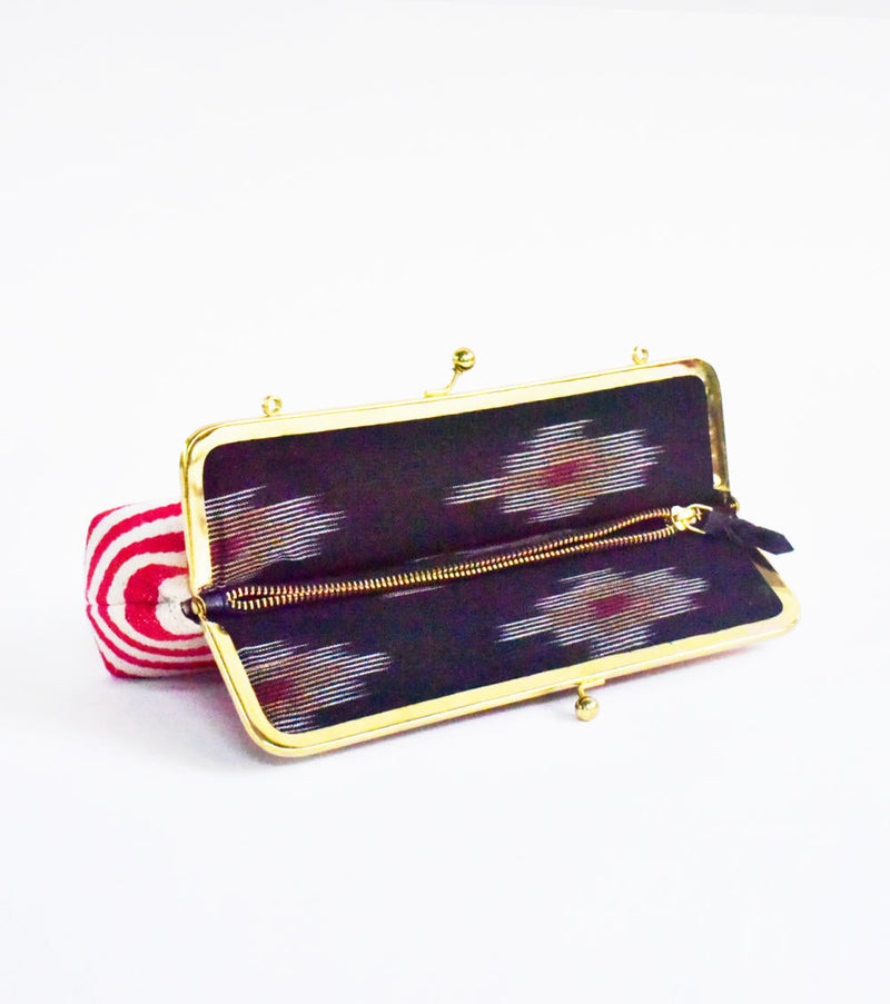 Red Autumn Clutch cotton Bags by Khara Kapas for women Worldwide