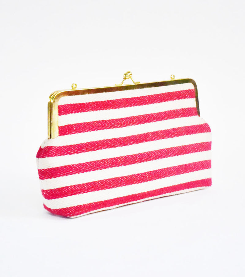 Red Autumn Clutch cotton Bags by Khara Kapas for women Worldwide