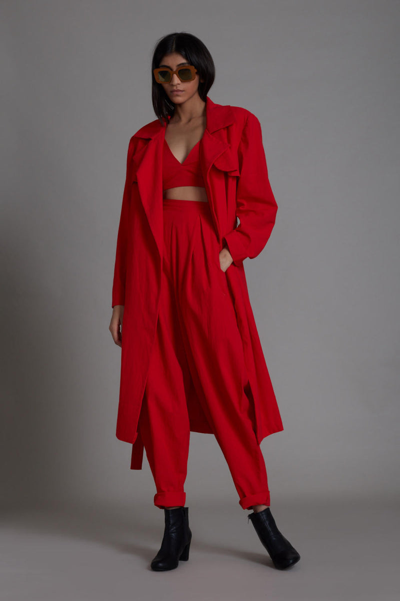 Red Milestone Set Co-ord Set,Jackets & Overlays by Mati for women Worldwide