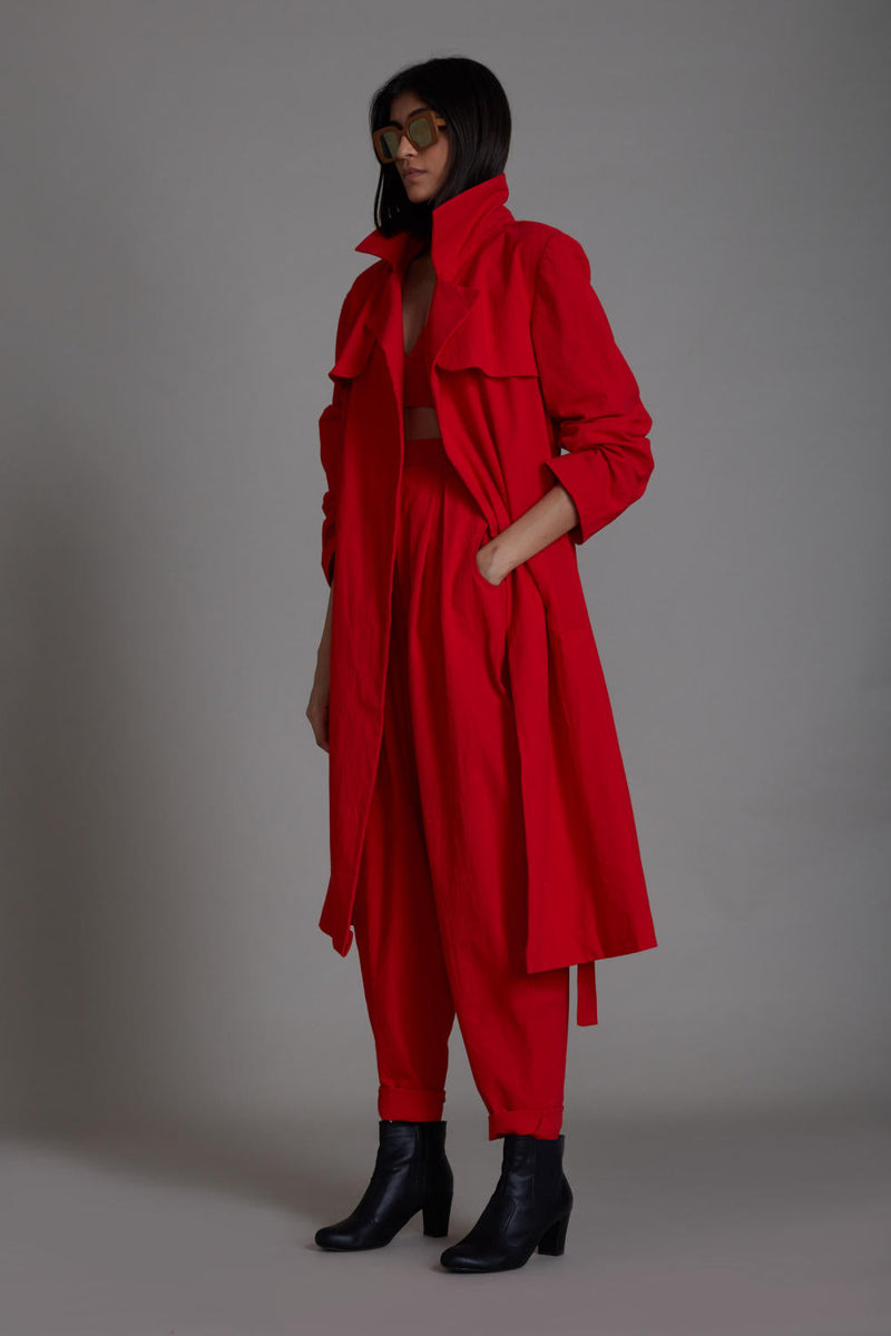 Red Milestone Set Co-ord Set,Jackets & Overlays by Mati for women Worldwide