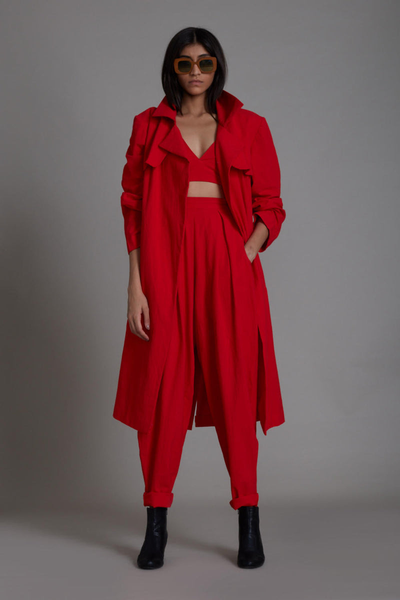 Red Milestone Set Co-ord Set,Jackets & Overlays by Mati for women Worldwide